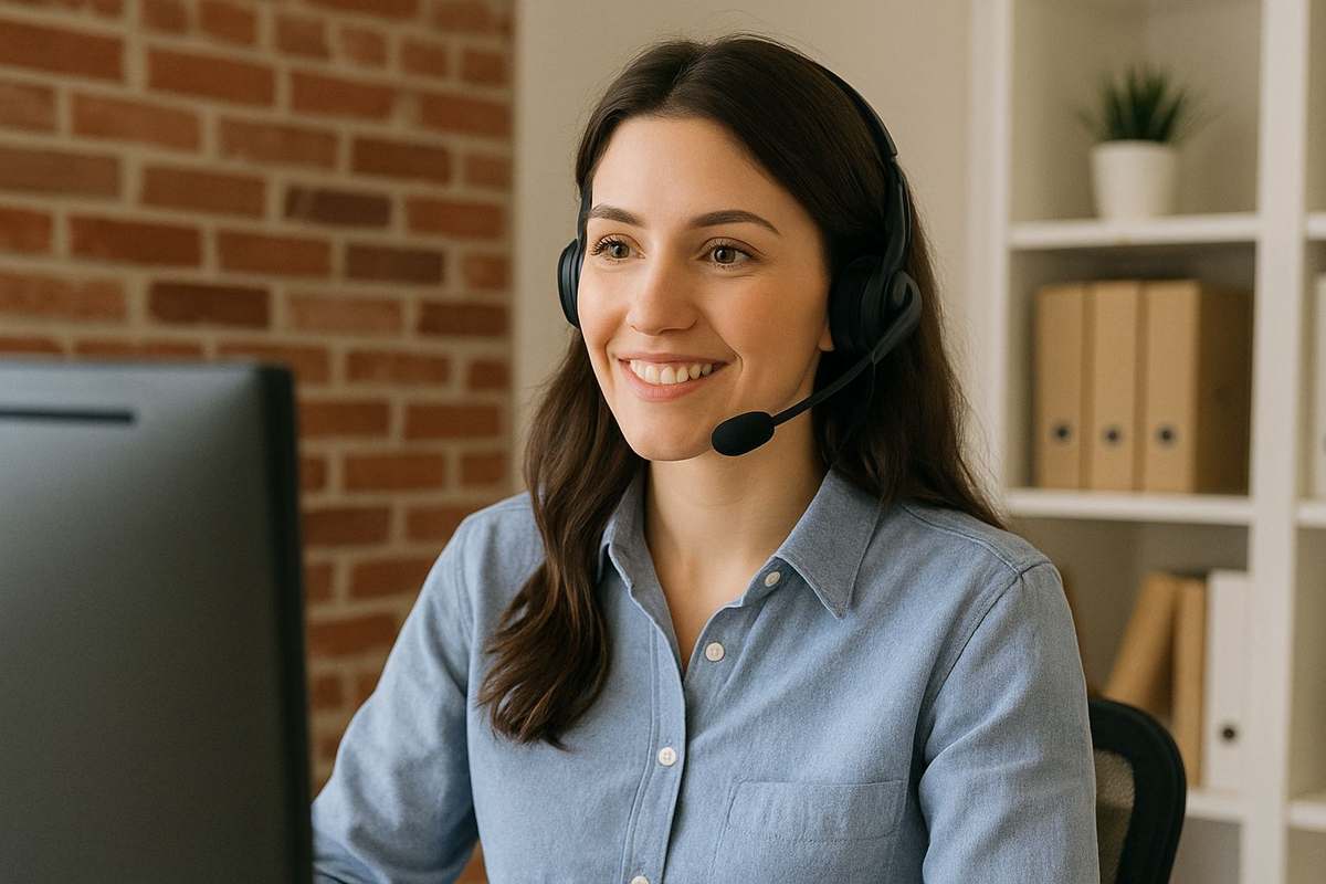 Support specialist with headset