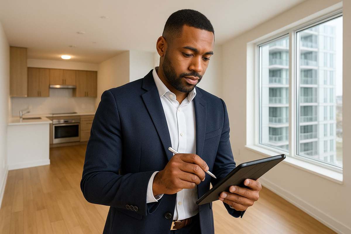 Manager using a tablet